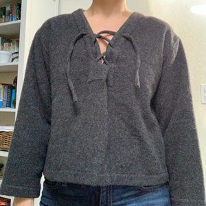 First Rite cropped lace-up sweater